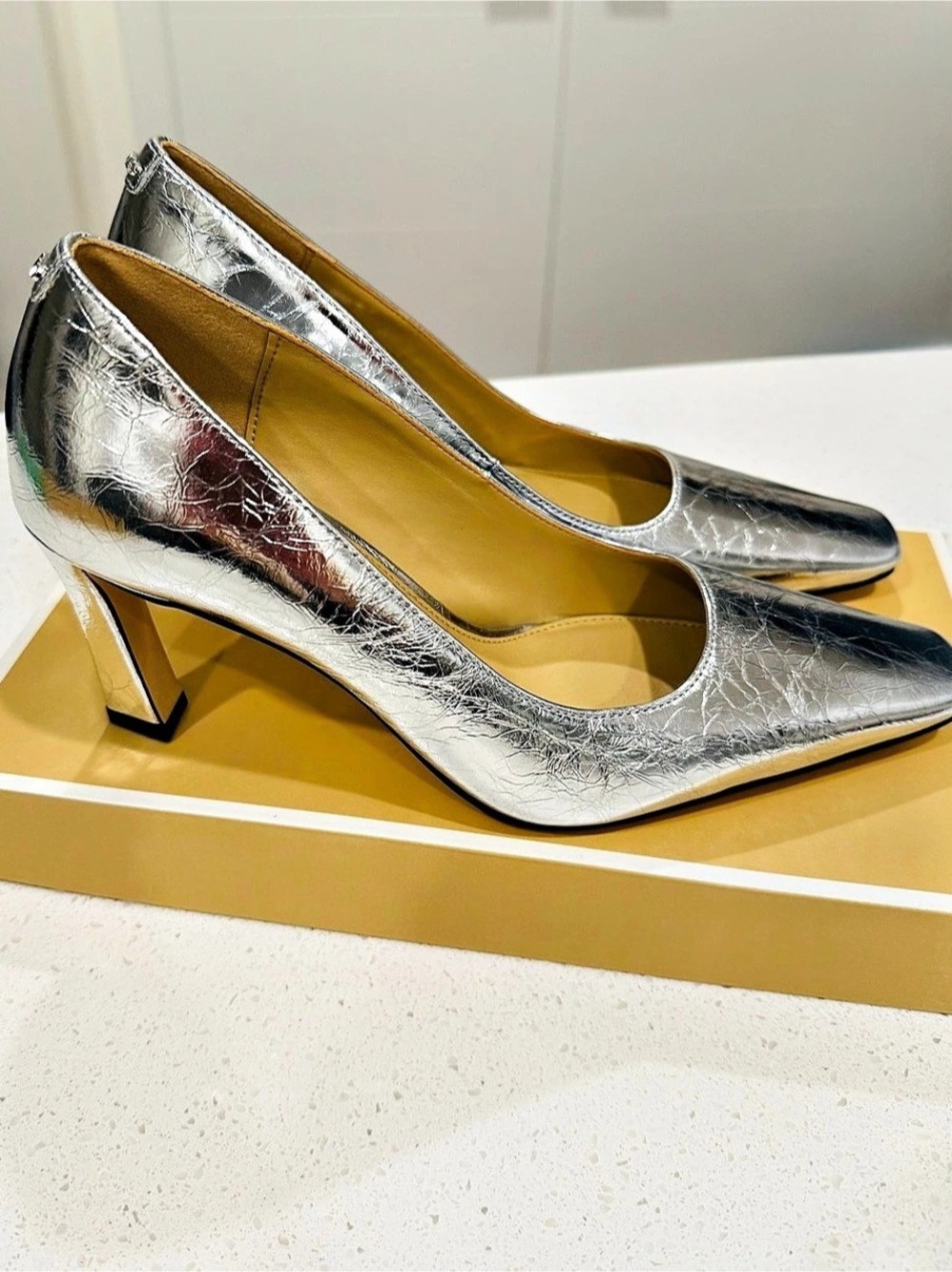 Michael Kors Amali Metallic Pump Silver Heels